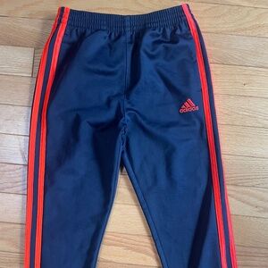 Adidas Pants Navy Blue with Orange Stripes, Size 5
